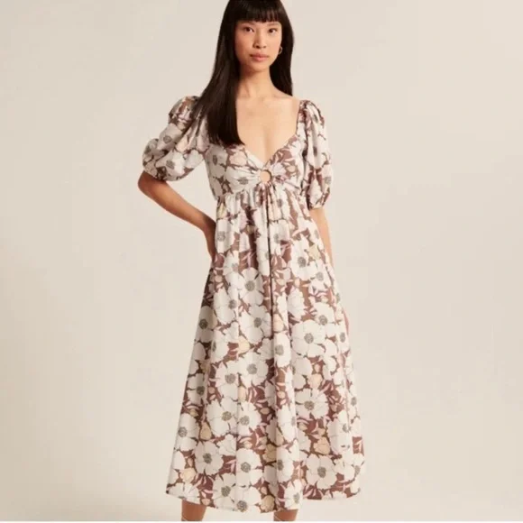 Abercrombie Floral Puff Sleeve Dress- size small - Picture 1 of 5